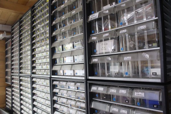 Cabinets full of electronic components